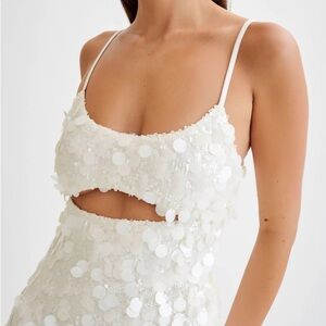 Meshki White Sequin Mini Dress with Cutout